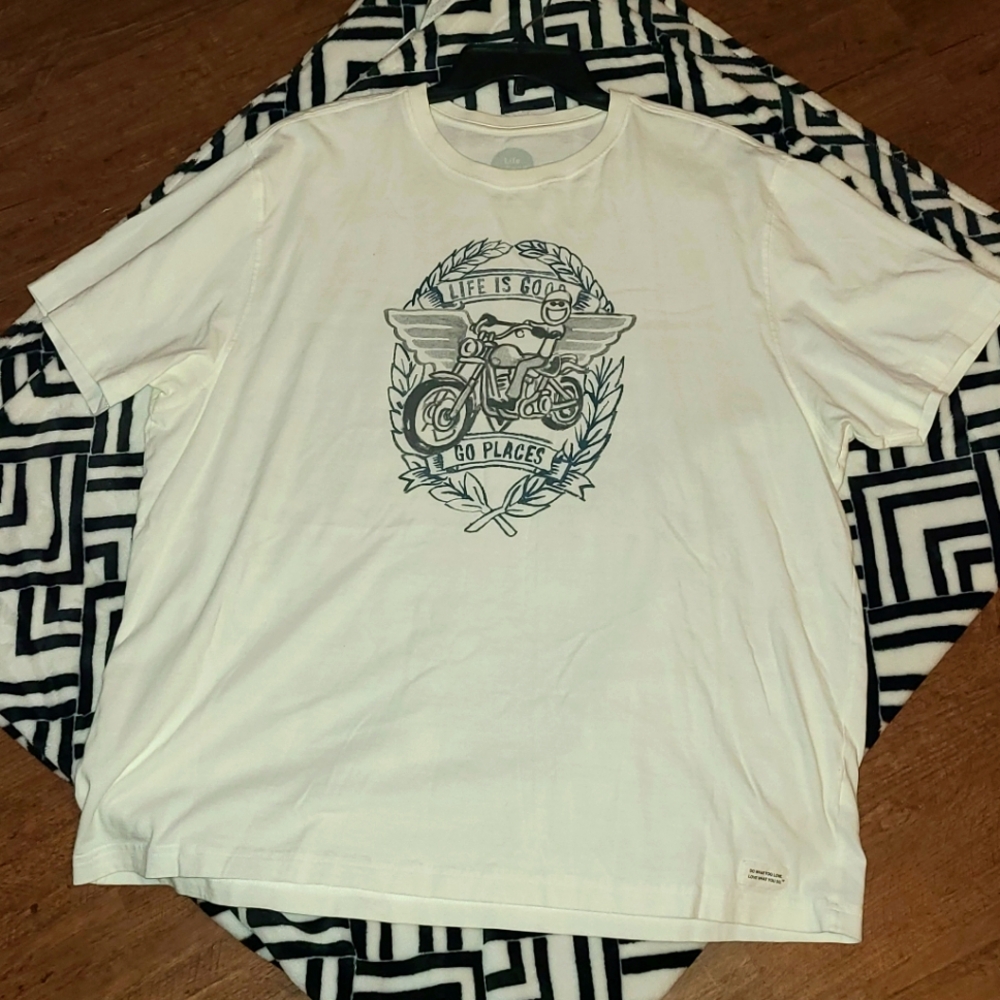 Life is Good Men's Motorcycle White Tee Shirt EUC XL